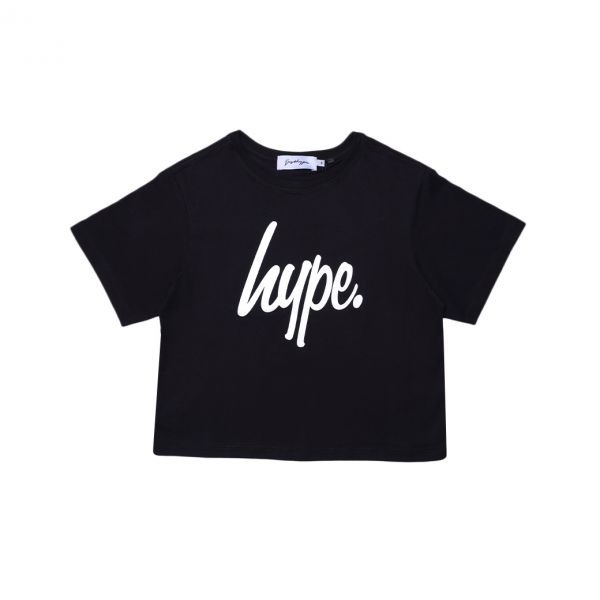Hype Script Logo Crop Tee Black