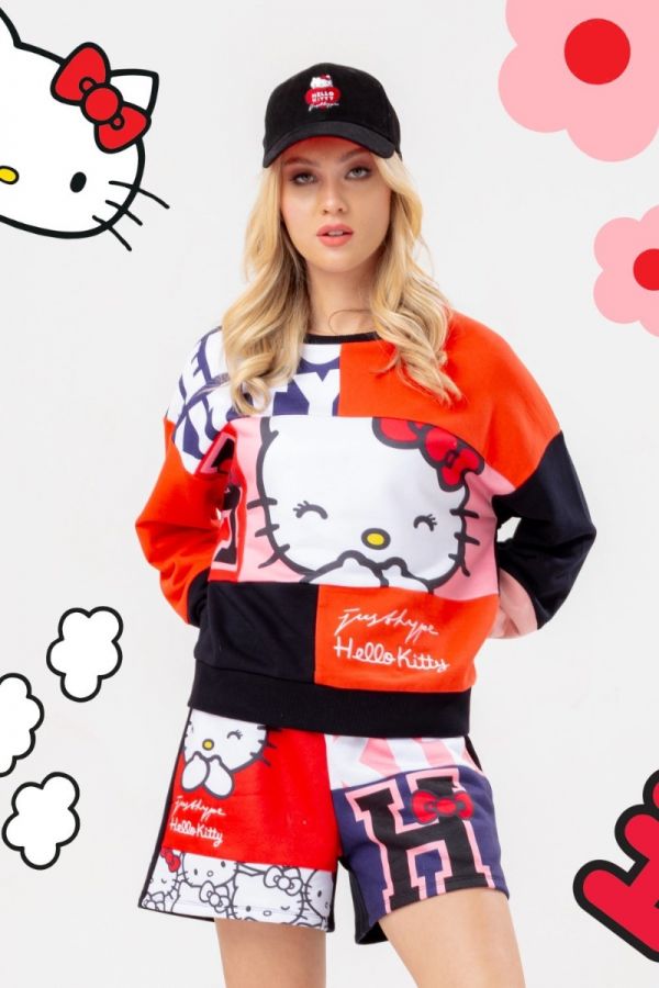 Hype X Hello Kitty Cut And Sew Oversized Crew Neck