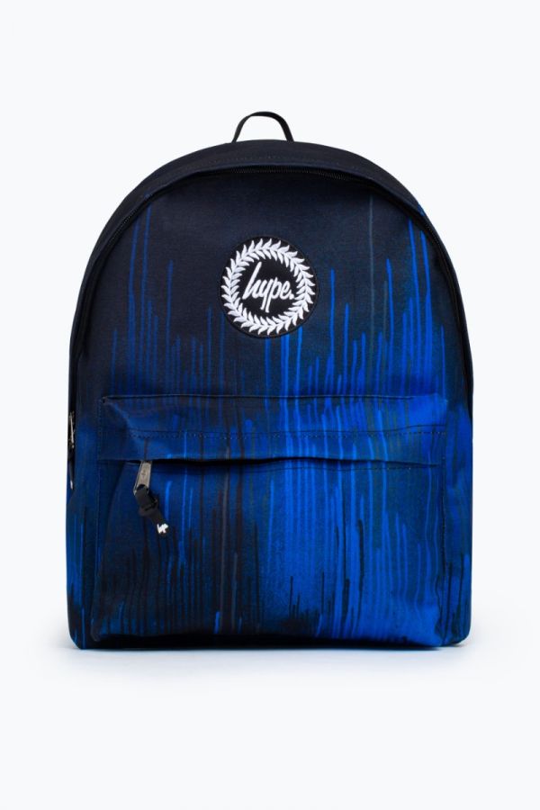 Unisex Black Blue Drips Crest Backpack